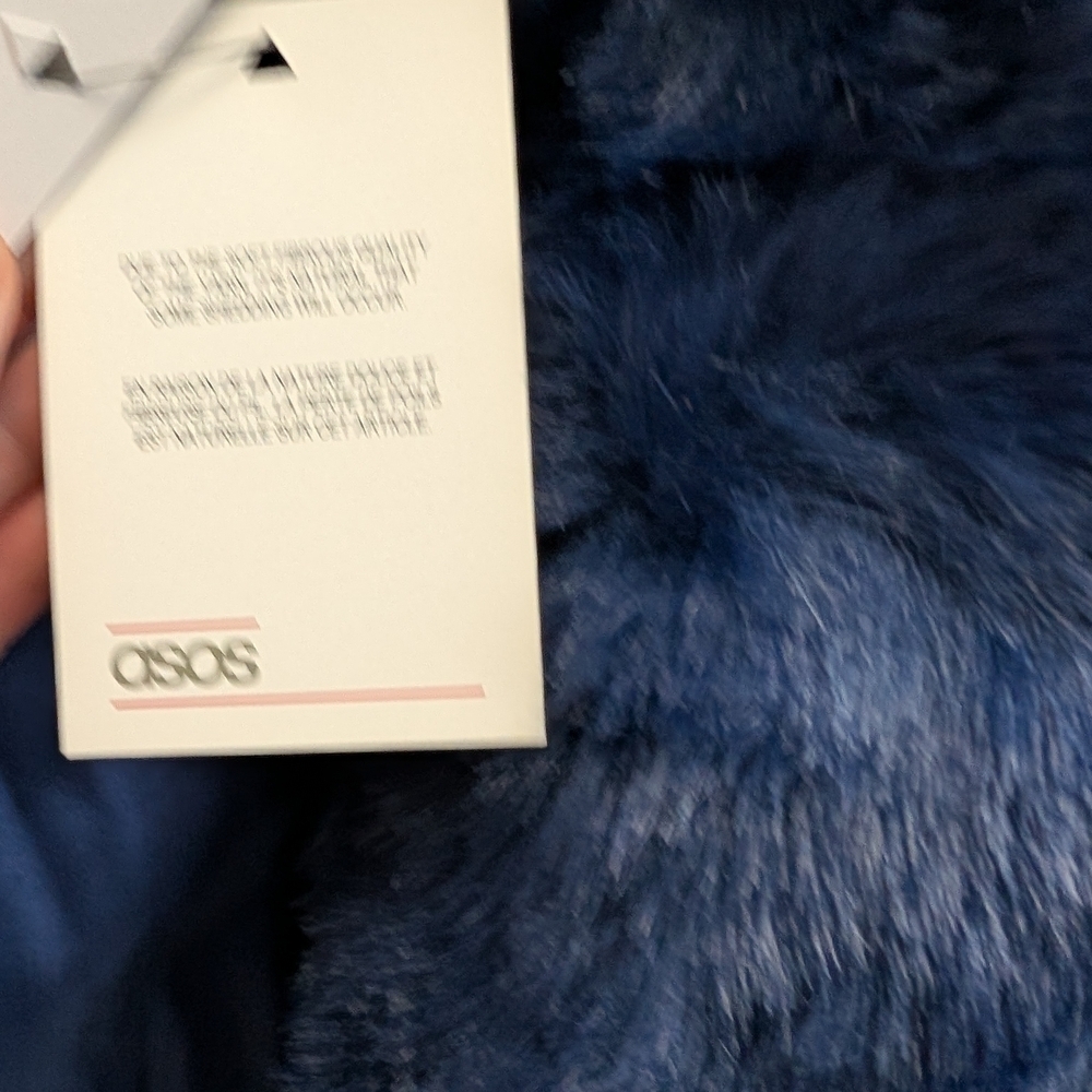 NWT ASOS Blue Faux Fur Coat - Picture 5 of 8